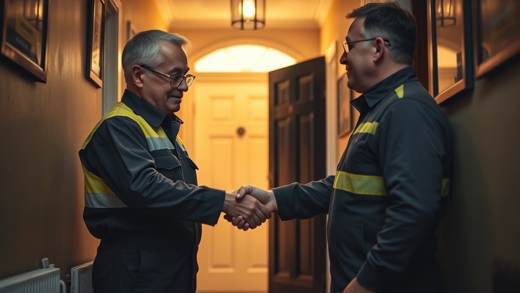 Engineer shaking hands with a Esher homeowner after locating their leak